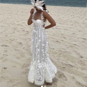 NWT Zimmermann Dawning Petal Elegant White Pom Dress